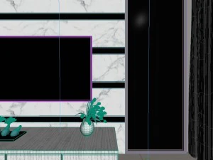 panoramic modern style living room restaurant space 53 3D Model