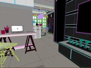 panoramic modern style living room restaurant space 53 3D Model