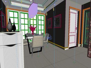 panoramic modern style living room restaurant space 53 3D Model