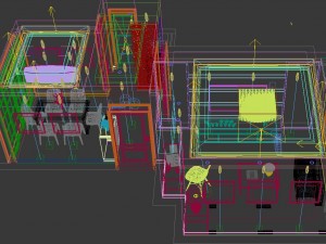 panoramic modern style living room restaurant space 53 3D Model