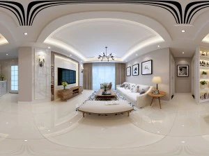 パノラマのモダンなスタイルのリビング ルーム レストラン スペース 54 3Dモデル