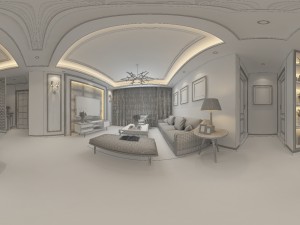 panoramic modern style living room restaurant space 54 3D Модель