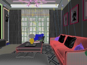 panoramic modern style living room restaurant space 54 3D Модель