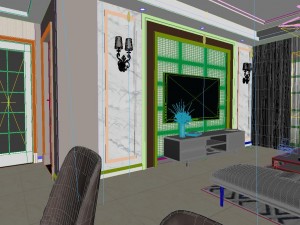 panoramic modern style living room restaurant space 54 3D Модель