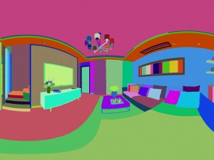 panoramic modern style living room restaurant space 55 3Dモデル