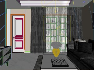 panoramic modern style living room restaurant space 55 3Dモデル
