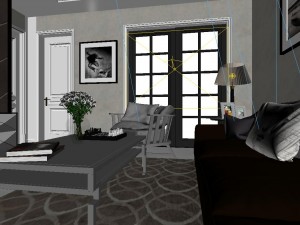 panoramic modern style living room restaurant space 55 3Dモデル