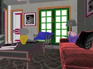panoramic modern style living room restaurant space 55 3Dモデル