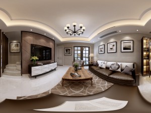 panoramic modern style living room restaurant space 56 3D Model