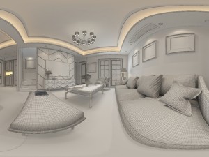 panoramic modern style living room restaurant space 56 3D 모델