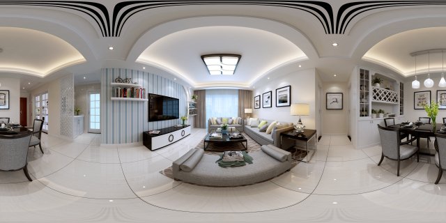 panoramic modern style living room restaurant space 57 3D 모델 .c4d .max .obj .3ds .fbx .stl .blend 