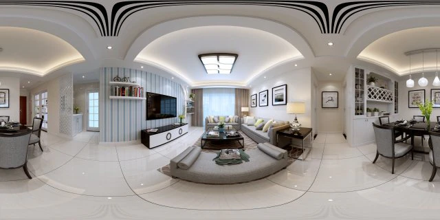 panoramic modern style living room restaurant space 57 3D Model .c4d .max .obj .3ds .fbx .stl .blend 