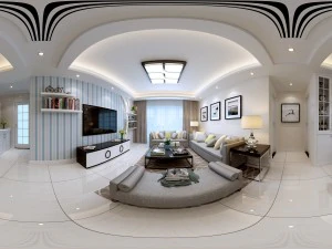 panoramic modern style living room restaurant space 57 3D Model