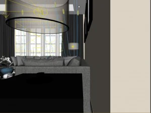 panoramic modern style living room restaurant space 57 3D Model