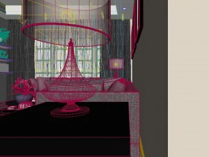 panoramic modern style living room restaurant space 57 3D Model