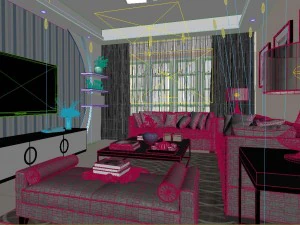 panoramic modern style living room restaurant space 57 3D Model