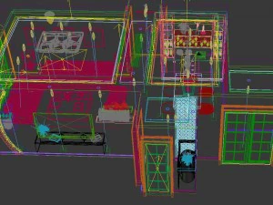 panoramic modern style living room restaurant space 57 3D Model