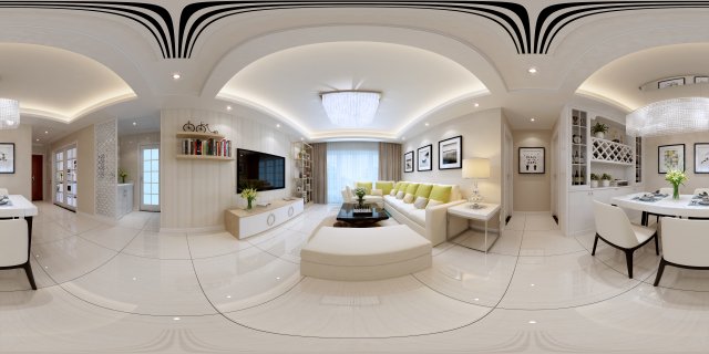 panoramic modern style living room restaurant space 58 3Dモデル .c4d .max .obj .3ds .fbx .stl .blend 