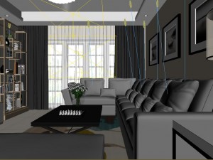 panoramic modern style living room restaurant space 58 3Dモデル