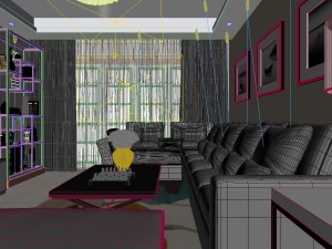 panoramic modern style living room restaurant space 58 3Dモデル