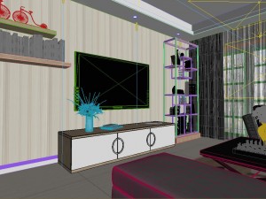 panoramic modern style living room restaurant space 58 3Dモデル