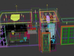 panoramic modern style living room restaurant space 58 3Dモデル