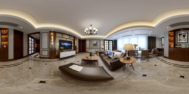 panoramic modern style living room restaurant space 59 3D Model .c4d .max .obj .3ds .fbx .stl .blend 