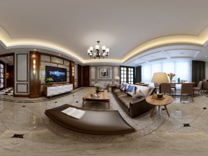 panoramic modern style living room restaurant space 59 3D Model