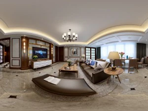 panoramic modern style living room restaurant space 59 3D Model