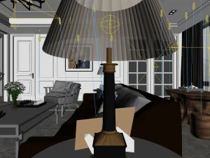 panoramic modern style living room restaurant space 59 3D Model