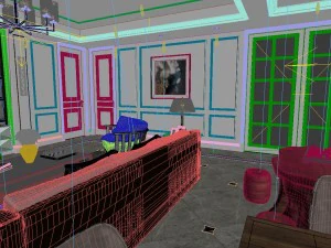 panoramic modern style living room restaurant space 59 3D Model
