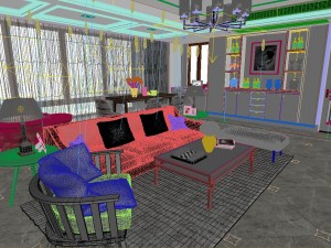 panoramic modern style living room restaurant space 59 3D-Modell