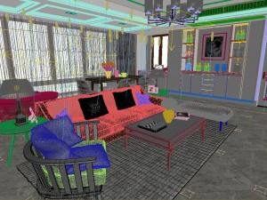 panoramic modern style living room restaurant space 59 3D Model