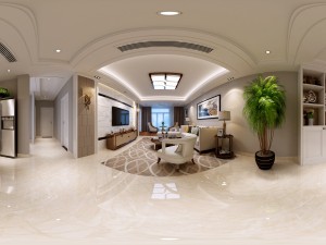 panoramic modern style living room restaurant space 60 3D Модель