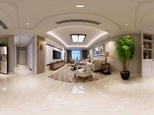 panoramic modern style living room restaurant space 60 3D Model