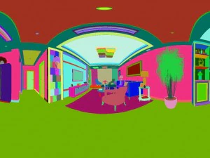 panoramic modern style living room restaurant space 60 3D Model