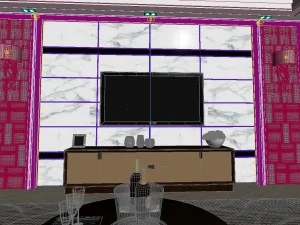 panoramic modern style living room restaurant space 60 3D Model