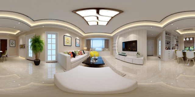 panoramic modern style living room restaurant space 61 Modello 3D .c4d .max .obj .3ds .fbx .stl .blend 