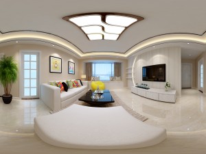 panoramic modern style living room restaurant space 61 3D Model