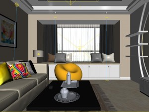 panoramic modern style living room restaurant space 61 Modello 3D