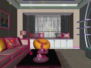 panoramic modern style living room restaurant space 61 Modello 3D