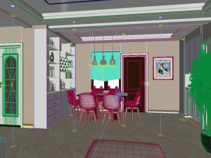panoramic modern style living room restaurant space 61 Modello 3D