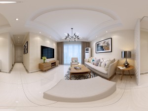 panoramic modern style living room restaurant space 62 3D Model