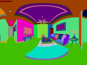 panoramic modern style living room restaurant space 62 3D Модель