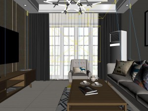 panoramic modern style living room restaurant space 62 3D Модель