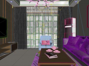 panoramic modern style living room restaurant space 62 3D Модель