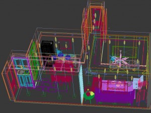 panoramic modern style living room restaurant space 62 3D Модель