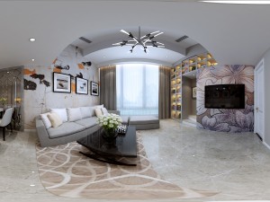 panoramic modern style living room restaurant space 63 3D Model