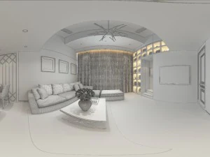 panoramic modern style living room restaurant space 63 3D Model