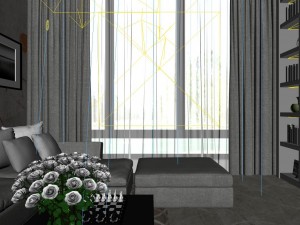 panoramic modern style living room restaurant space 63 Modelo 3D